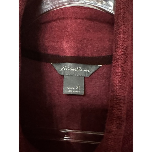 Eddie Bauer Women's Full Zip Fleece Vest Burgundy Size XL Soft Knit Casual - Picture 4 of 5